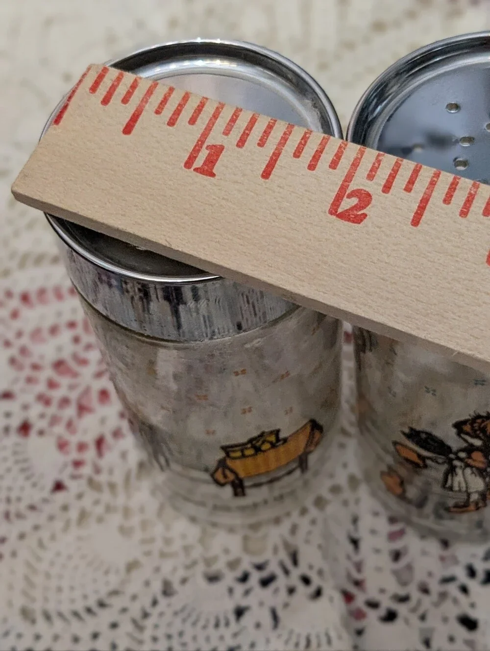 HOLLY HOBBIE Glass Salt and Pepper Shakers 1980 American Greetings Spice Jars